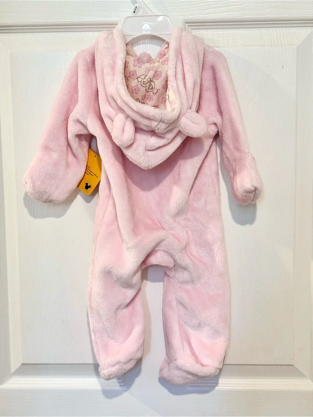 Disney WINNIE THE POOH Piglet Pink One Piece Footie Hood SIZE 0/3 Month NEW